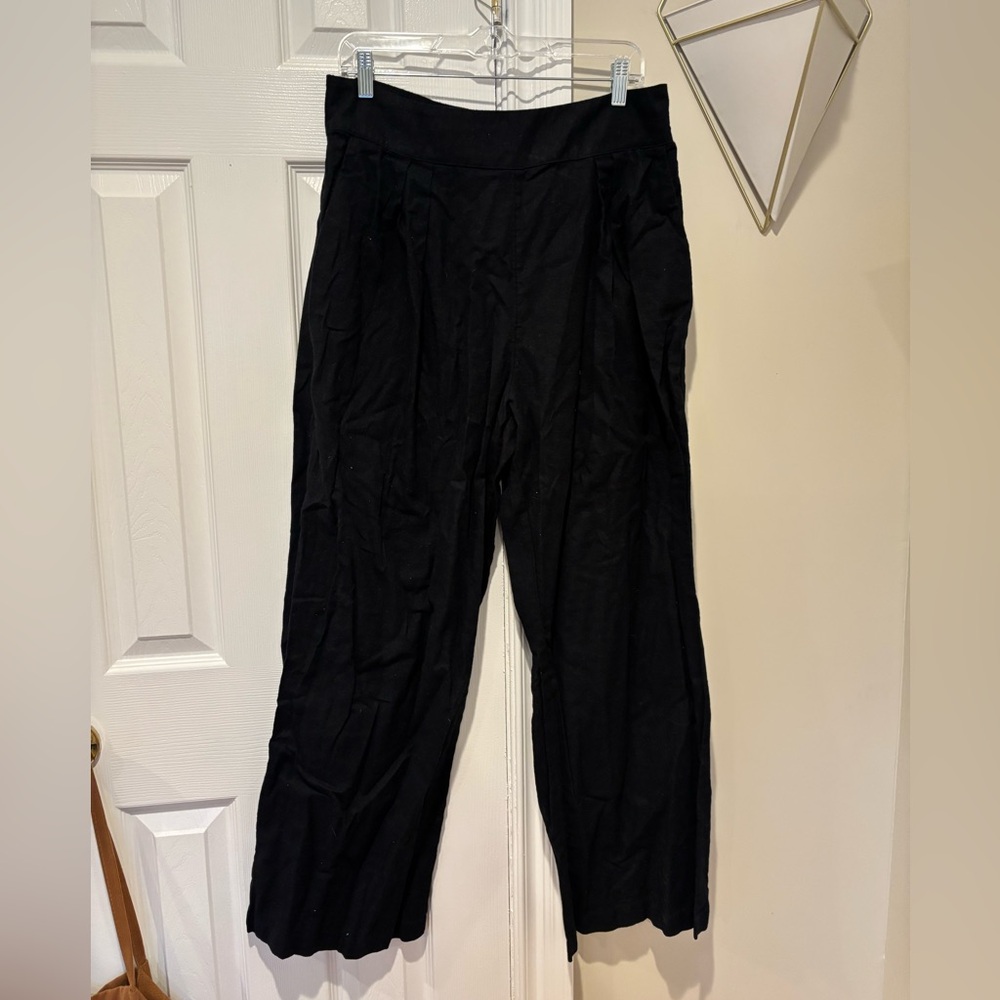 Abercrombie and fitch black wide leg linen pants